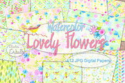 Lovely Flowers - Watercolor patterns, a Pattern Graphic by Studio Debelle (Thumbnail 1 of 4)