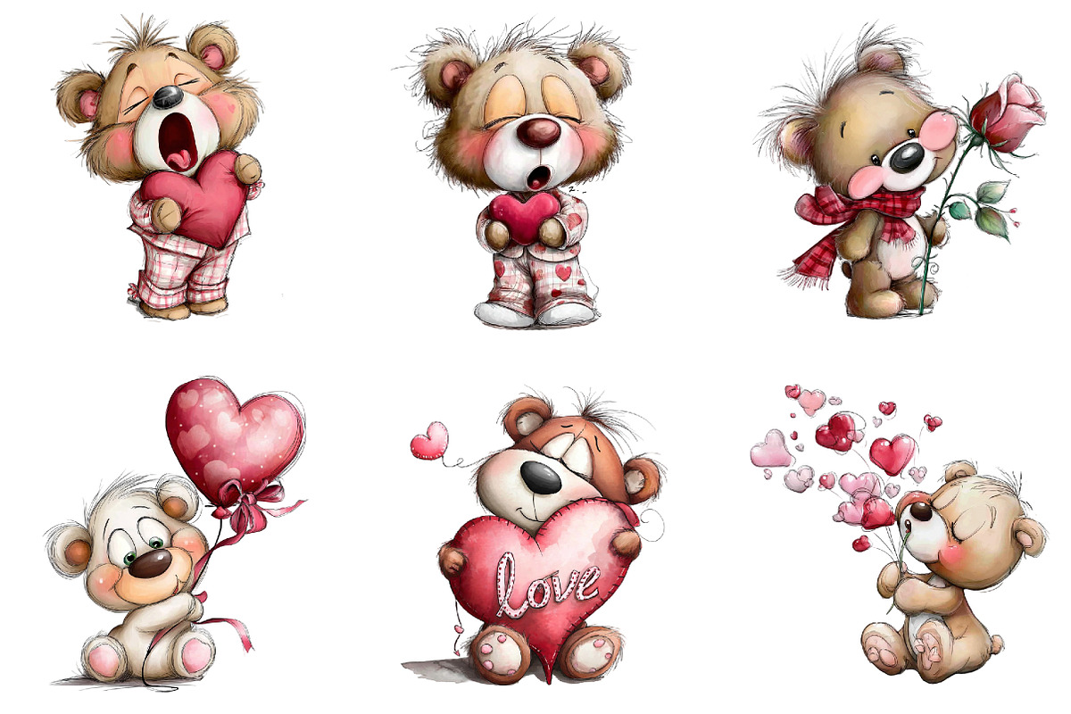 Whimsical Valentine Teddy Bear, an Illustration by DreamArtGraphic (Photo 3 of 4)