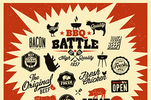 Vintage Barbecue Grill Elements