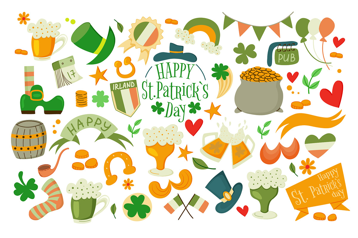 St. Patricks Day set design elements, a Seasonal Illustration by Idressart (Photo 2 of 11)