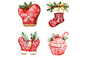 Knitted Christmas Watercolor Clipart, a Seasonal Illustration by CitraGraphics (Thumbnail 5 of 5)