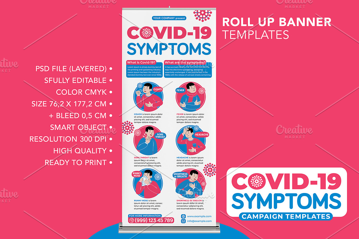 Covid-19 Symptoms Campaign Templates, a Flyer Template by MEDZ (Photo 4 of 4)