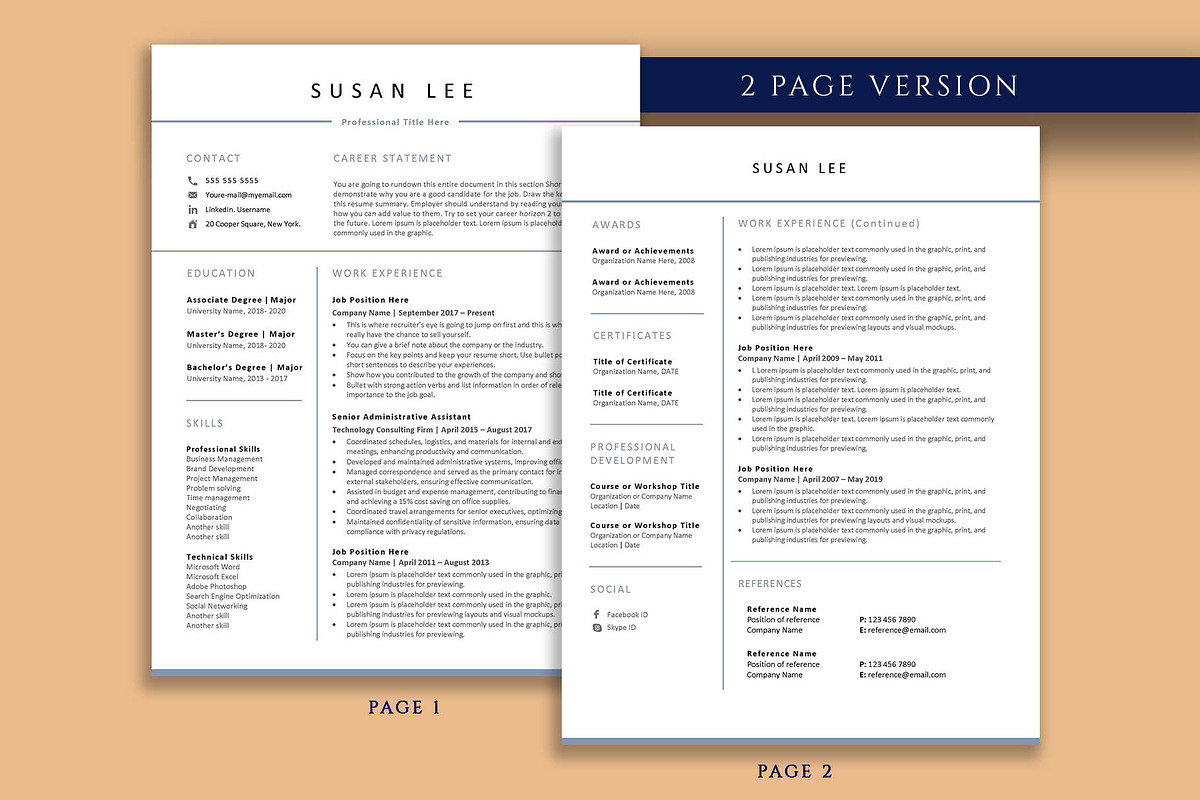 Professional Resume Template Word, a Resume Template by VictoriousVita (Photo 3 of 8)