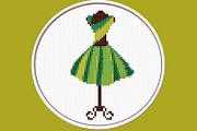 Green Dress PDF Cross Stitch Pattern, a Print Template by Kseniya-Omega (Thumbnail 1 of 2)