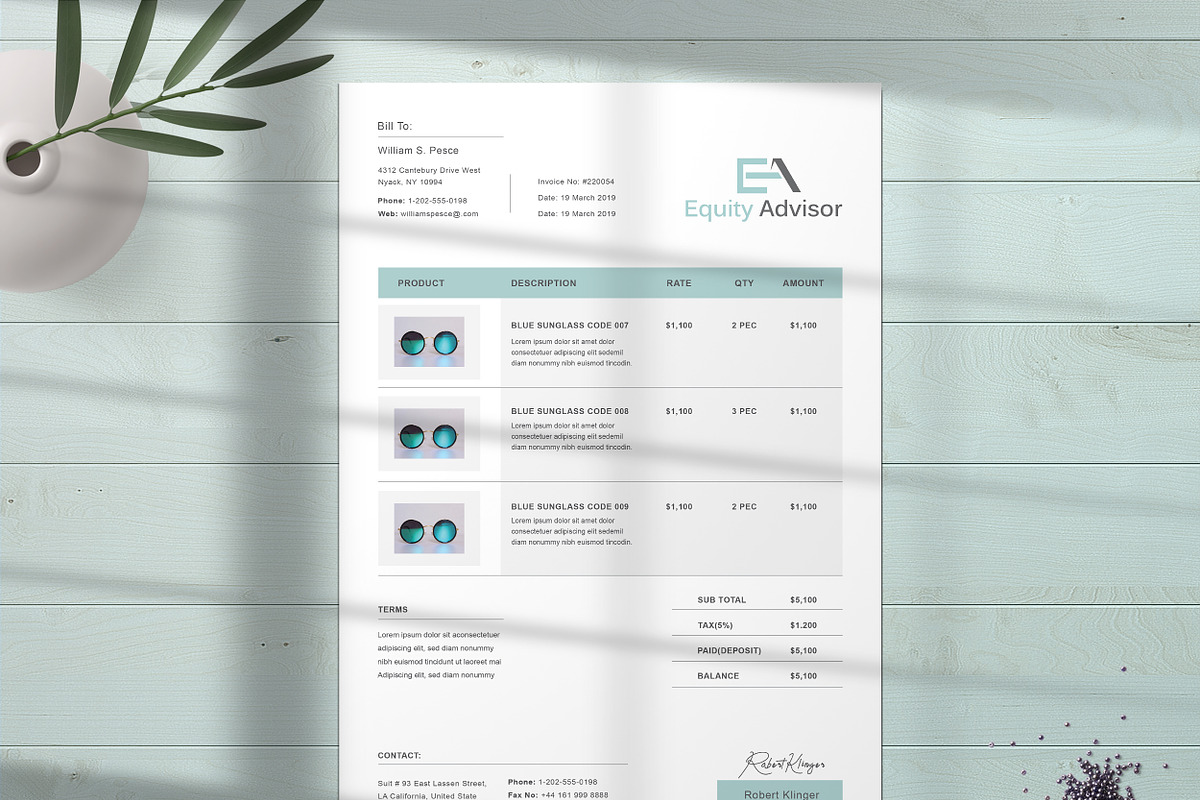Clean Invoice Form, a Stationery Template by TelaTemplates (Photo 2 of 8)