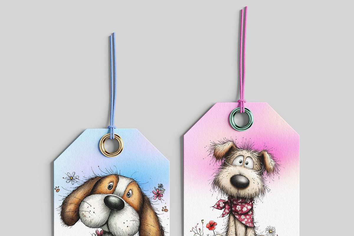Whimsical Dogs Floral Clipart Spring, a Graphic by one-touch (Photo 3 of 19)