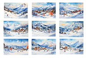 Winter mountain landscape, a Seasonal Illustration by AkvarelRiver (Thumbnail 6 of 6)