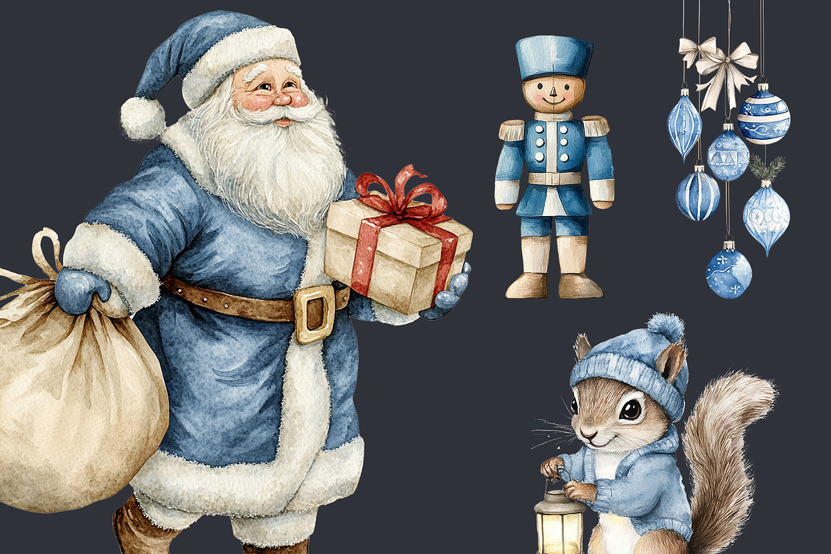 Blue Christmas Clipart 56 PNG, a Seasonal Illustration by EleSArtDesign (Photo 4 of 4)