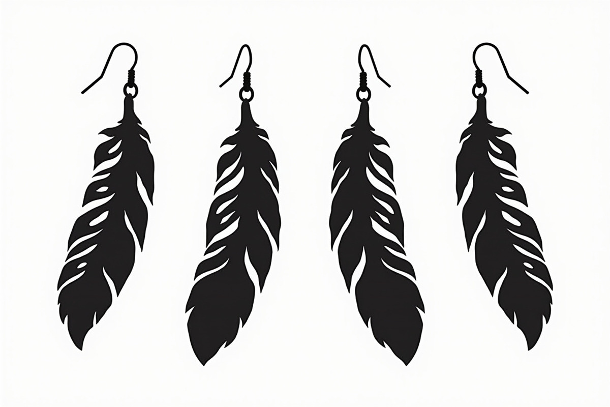 Leaf Earring Silhouette Bundle, a Graphic by abu67222 (Photo 2 of 9)