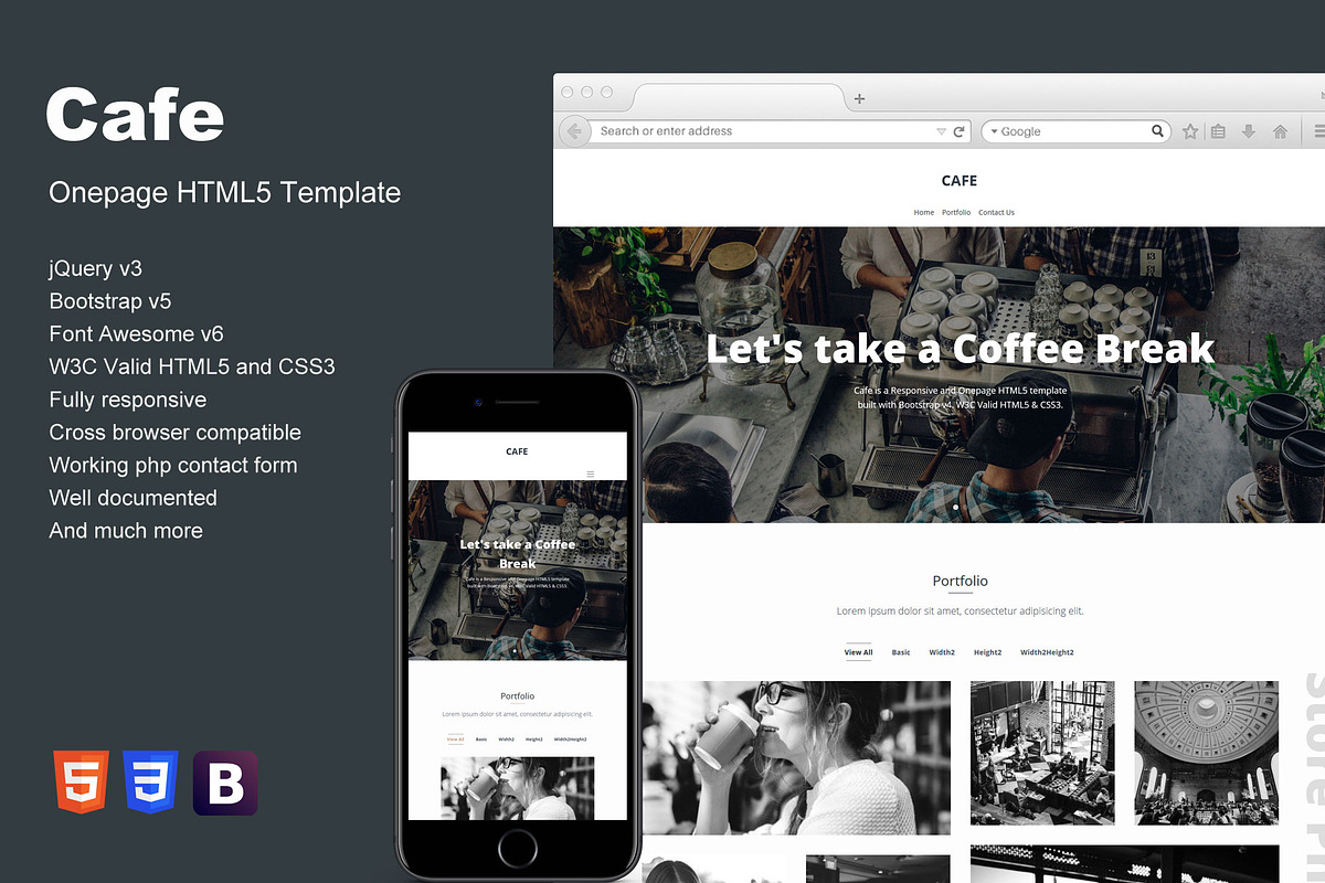 Cafe - Onepage HTML5 Template, a HTML Template by ColorsThemes (Photo 1 of 3)