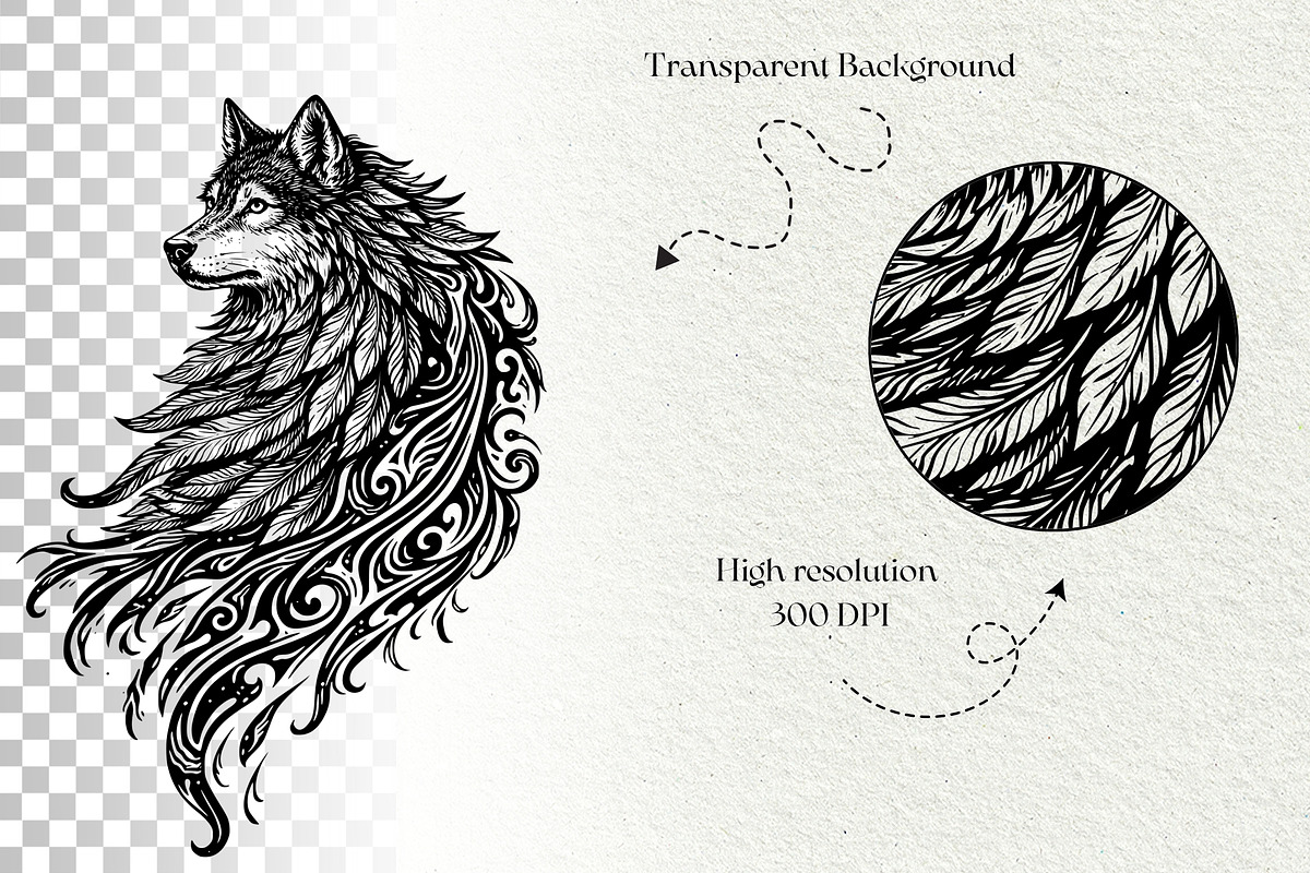 Wolf Wildlife Engraving Graphics, an Animal Illustration by DENIDigitalArtSudio (Photo 11 of 12)