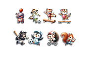 Bright animal sports clipart, an Animal Illustration by ElenazlataArt (Thumbnail 5 of 5)