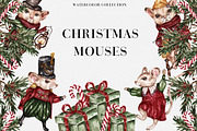 Watercolor Christmas Mouses, an Animal Illustration by Miracles Everywhere (Thumbnail 1 of 6)