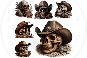 Western Skulls Clipart Set