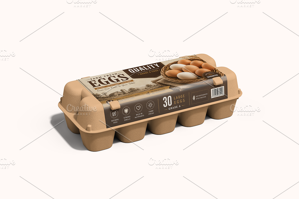 Egg Tray & Carton Label Mockup, a Packaging Mockup by Transly Graphics (Photo 1 of 2)