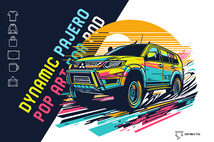 Dynamic Pajero Pop Art for POD