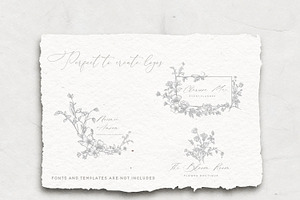 Line Art Wildflowers Clipart