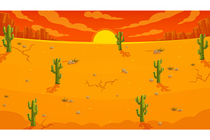 Cartoon Mexican Desert, Cactuses