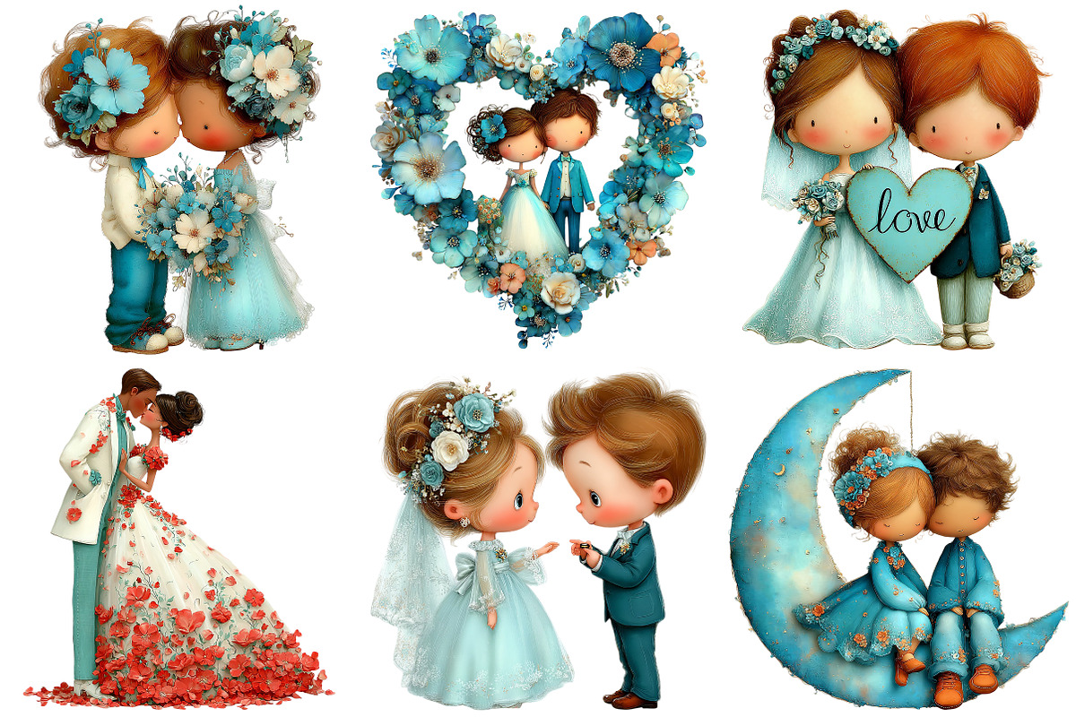 Valentine Weeding Couple Clipart, an Illustration by Craft Nest (Photo 8 of 9)