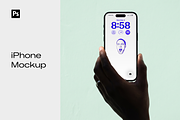 Hand Holding iPhone Mockup, an iPhone Mockup by mockeyai (Thumbnail 1 of 3)