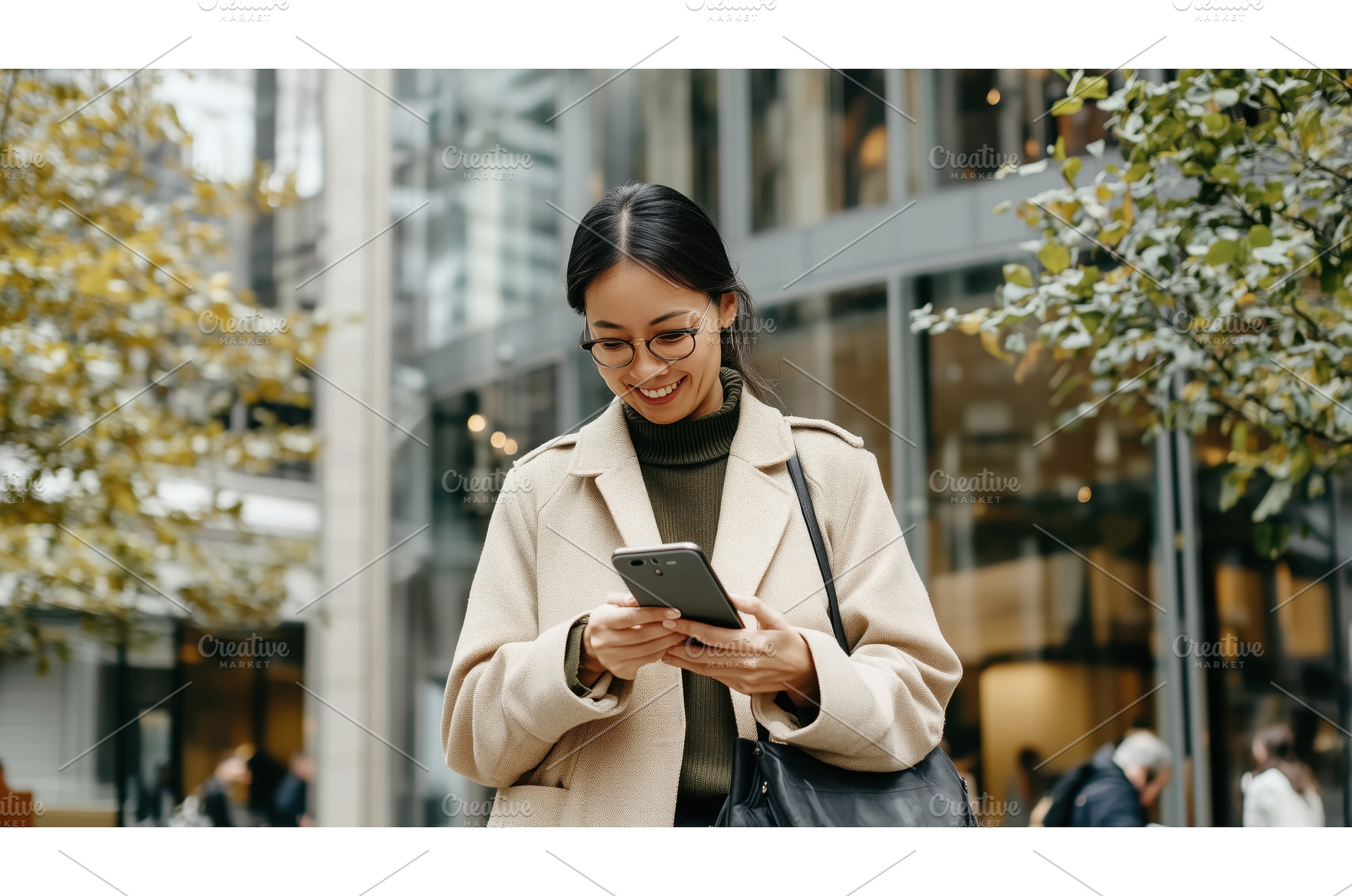 Asian woman using a smartphone while, a Person Photo by Sergey Kotenev