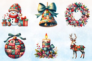 Watercolor Patchwork Christmas Clipa, a Seasonal Illustration by Rose Art (Thumbnail 3 of 3)