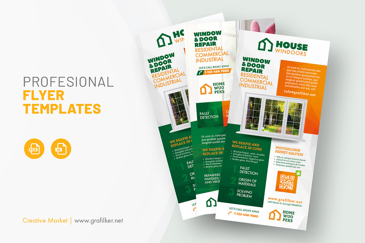 Window & Door Repair Flyer Templates, a Flyer Template by grafilker