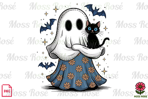 Ghost Holding Black Cat PNG, a Graphic by Moss Rose