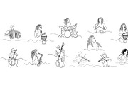 Men and women musicians sketch style, an Object Graphic by SketchArtStudio (Thumbnail 2 of 3)