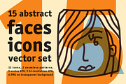 15 abstract faces icons vector set, an Outline Icon by Crowhouse (Thumbnail 1 of 7)