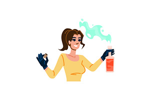 Scientist holding cork and beaker, an Illustration by pikepicture