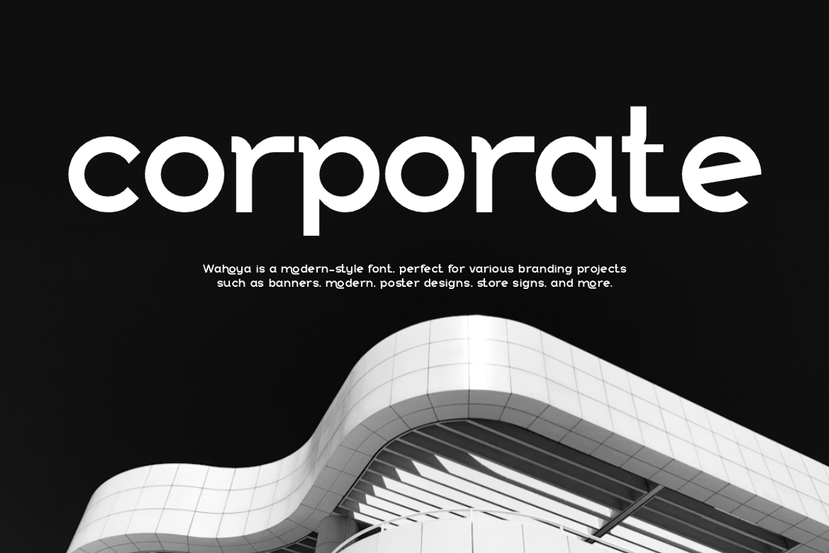Wahoya - Corporate Logo Font, a Sans Serif Font by Iqsiart Studio (Photo 2 of 13)