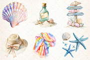 Pastel Beach Elements Clipart, an Illustration by Libby Wishes (Thumbnail 3 of 7)