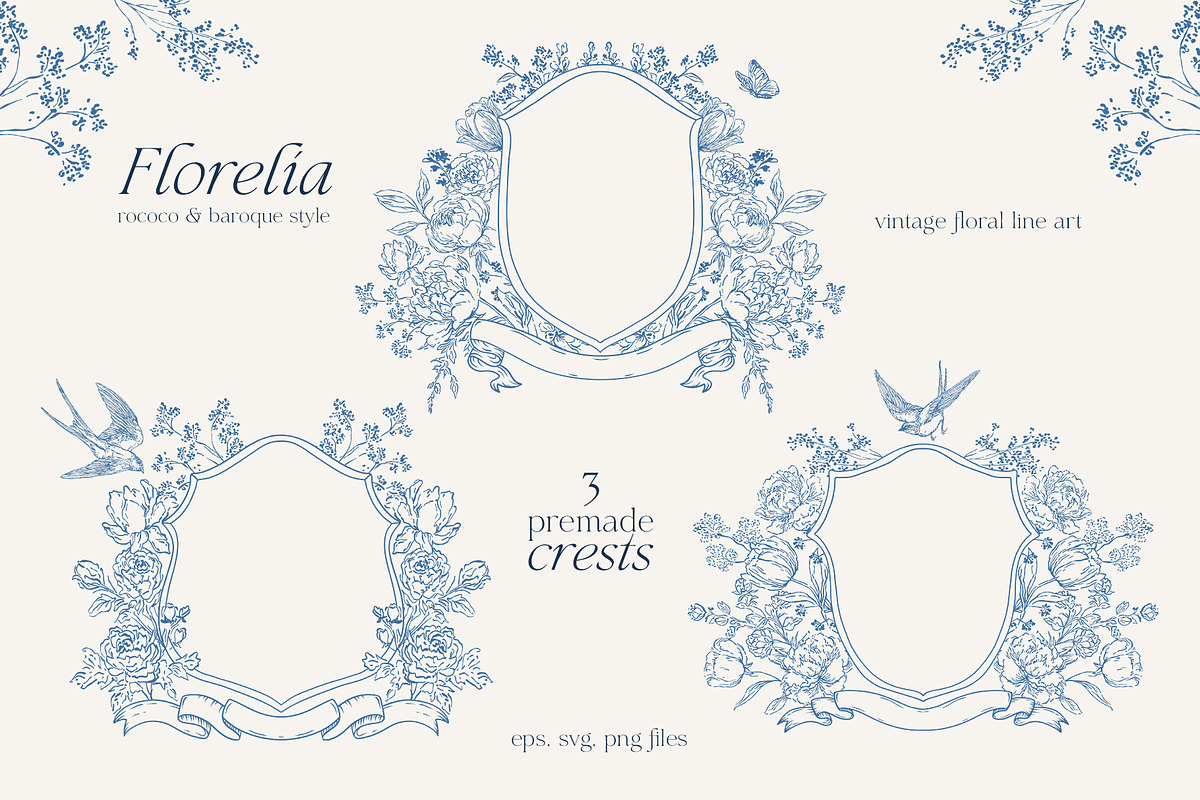 Vintage Floral Victorian Line Art, a Decorative Illustration by Madiwaso (Photo 3 of 9)