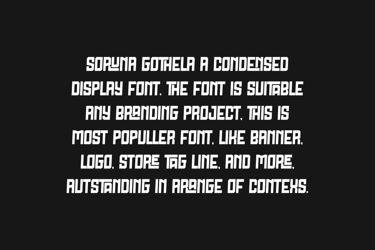 Soruna Gothela - Condensed Font, a Sans Serif Font by Iqsiart Studio (Photo 2 of 7)