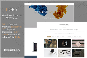 Lora – Creative One Page Parallax, a WordPress Template by pixelonetry