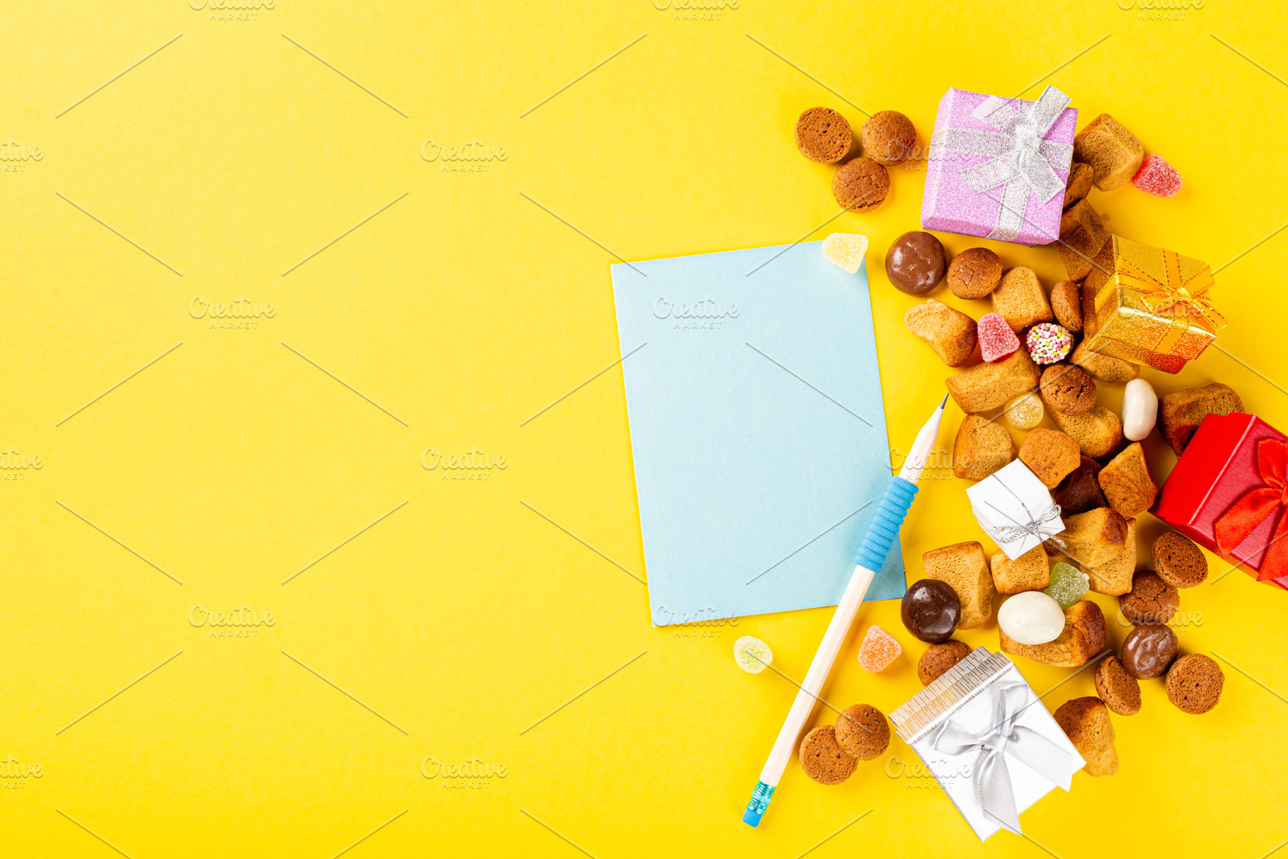 Dutch holiday sinterklaas background featuring sinterklaas, flat lay, and, a Holiday Photo by Iryna Melnyk Photography