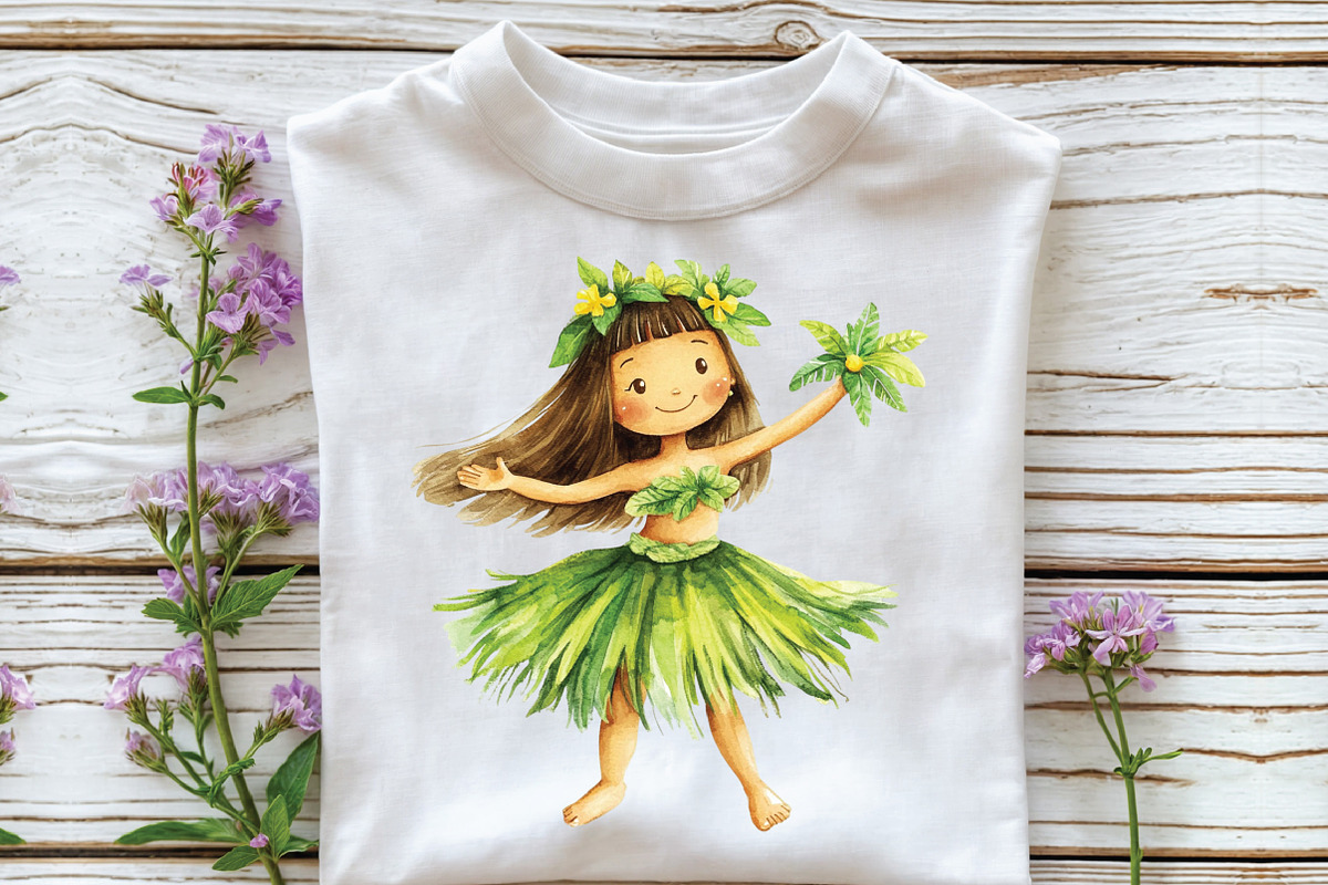 Hawaiian Hula Girls Watercolor Clipa, an Illustration by CraftArtStudio (Photo 5 of 6)