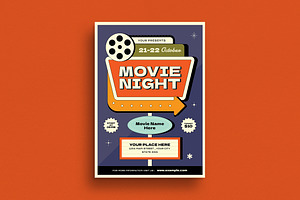 Movie Night Event Flyer, a Flyer Template by VectorVactory