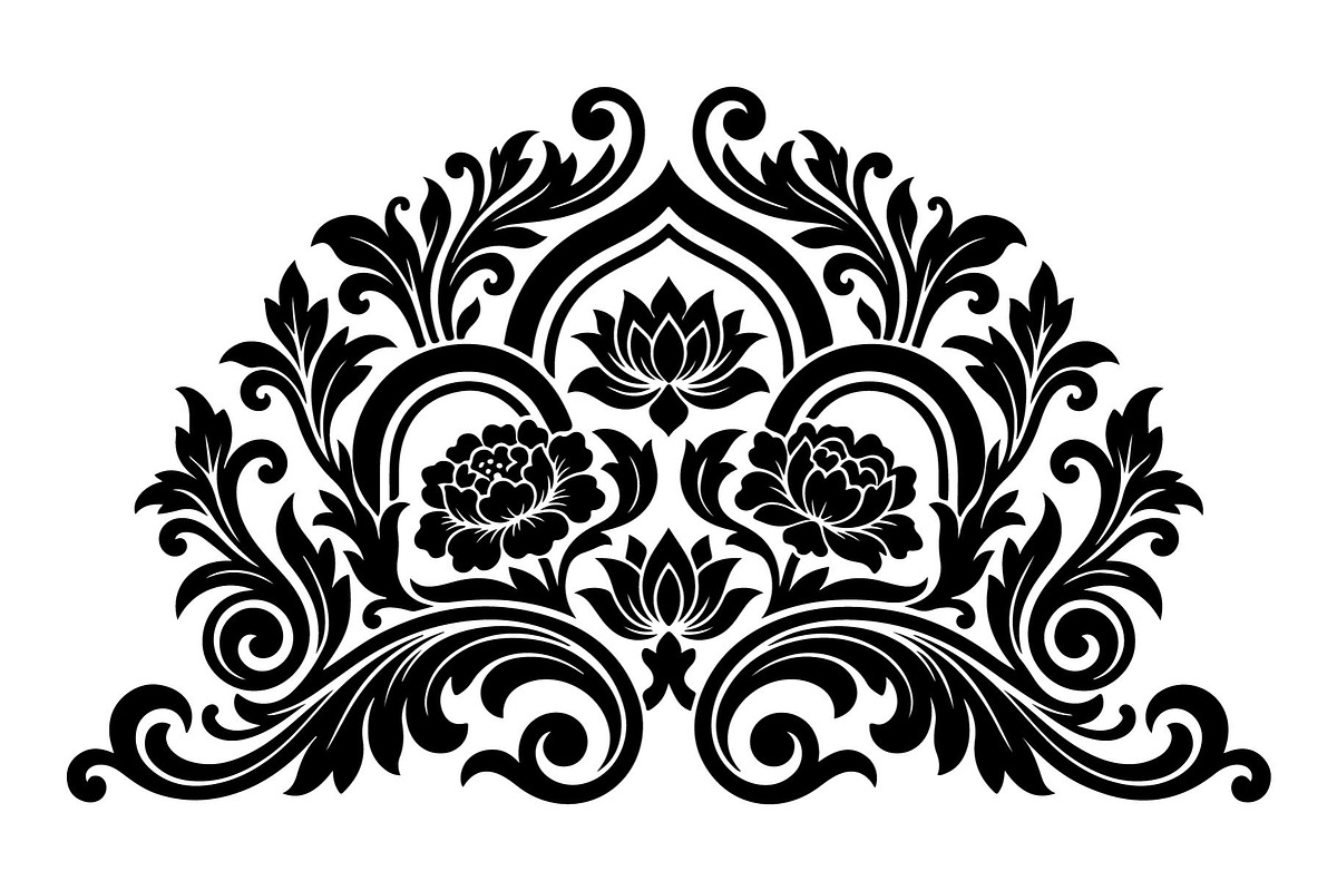 Elegant Floral Ornament Silhouette, an Object Graphic by hafijul (Photo 3 of 4)