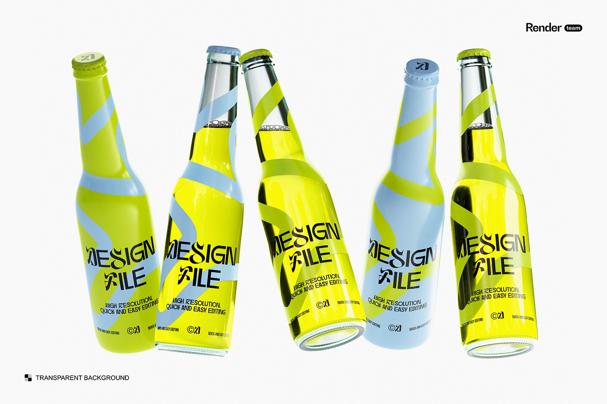 Soda / Beer Bottle Mockup Set, a Packaging Mockup by Renderteam (Photo 7 of 10)