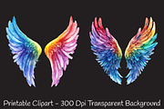 Rainbow Watercolor Angel Wings Png, an Illustration by RobertsArt (Thumbnail 6 of 7)