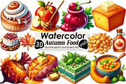 Watercolor Autumn Food Clipart, an Illustration by Black Bird Studio (Thumbnail 1 of 6)