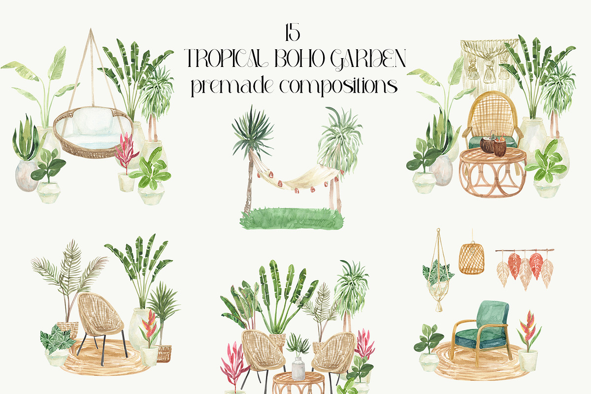 Tropical Boho Garden Plants & Floral, a Decorative Illustration by Catch the Dream Art (Photo 5 of 10)