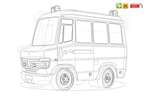 Cartoon Service Van