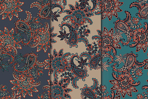 Asian paisley floral pattern