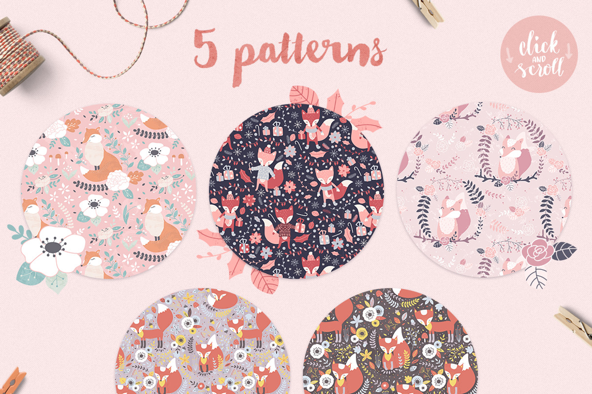 Cute foxes patterns and clipart, a Pattern Graphic by Inna Moreva (Photo 2 of 7)
