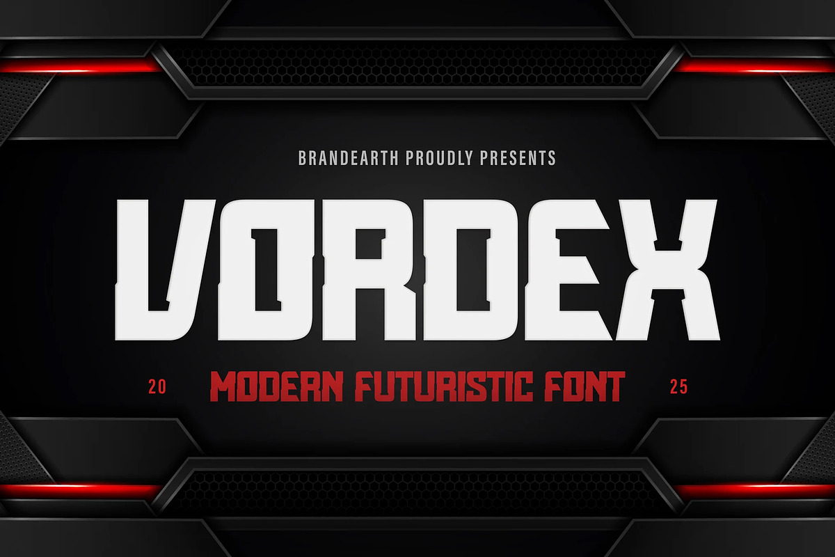 Vordex – Futuristic Display Font, a Sans Serif Font by Brand Earth (Photo 1 of 9)
