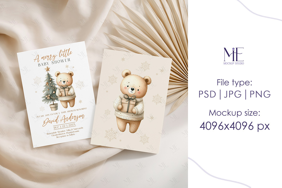 Double Greeting Invite Cards Mock-up, an Advertising Mockup by Mie Mockup Studio (Photo 5 of 7)