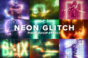 Neon Glitch Photoshop Effect